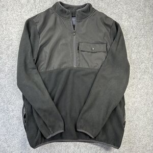 Nomad Fleece Pullover Mens Medium Black Quarter Zip Mock Neck Chest Pocket